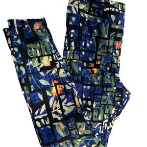 LuLaRoe Blue and Green Abstract Leggings